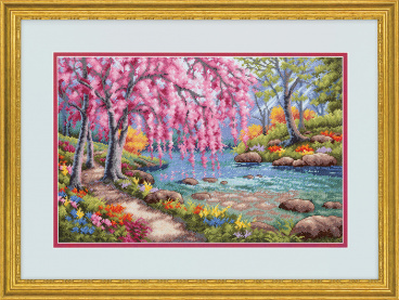 Цветение вишни над ручьем Dimensions DMS-70-35374, цена 5 913 руб. - интернет-магазин Мадам Брошкина